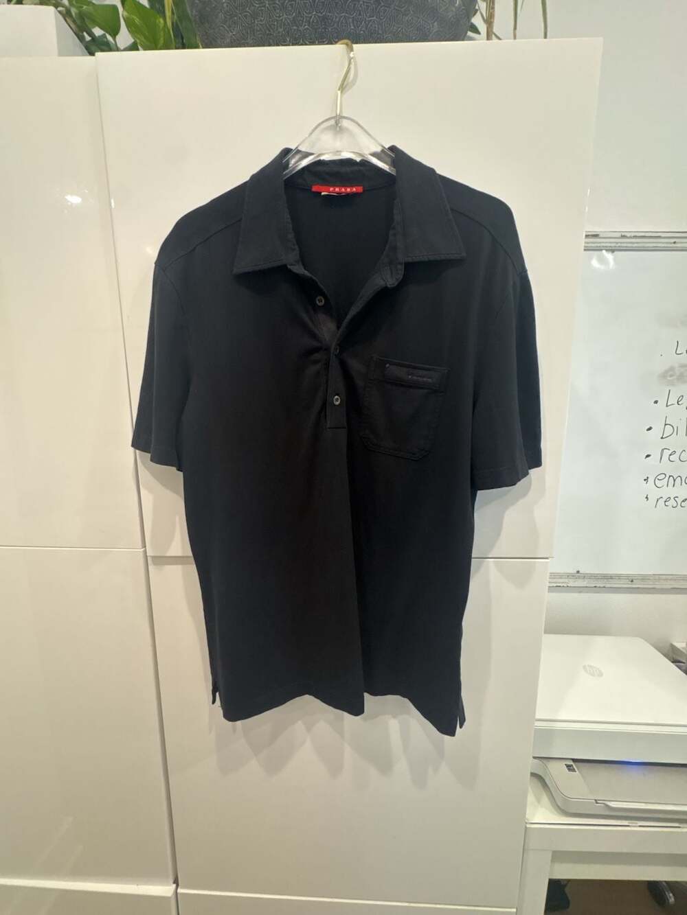 Prada Black Short Sleeve Polo Shirt with Chest Pocket